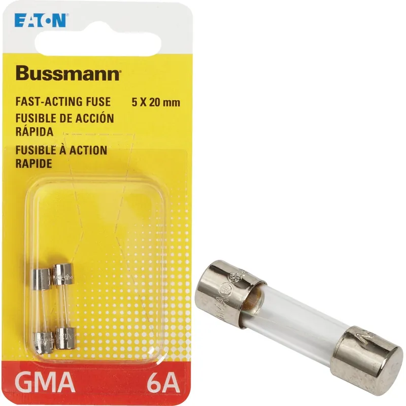 Bussmann 6 Amps Fast Acting Glass Fuse 2 Pk