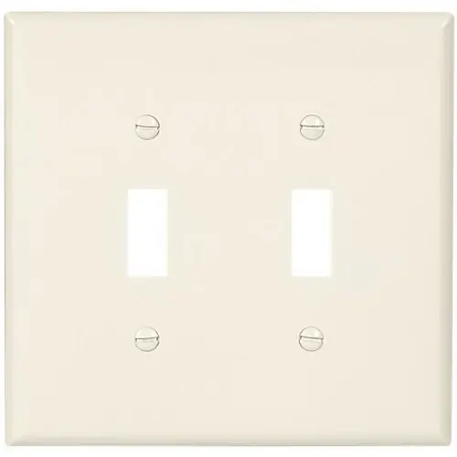 Pj2la Light Almond Mid-size Unbreakable Two Gang Toggle Light Switch Wall Plate