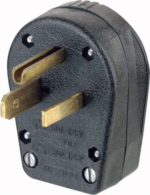 30/50 Amp 125-volt 2 Pole 3 Wire Vinyl Grounding Angle Plug