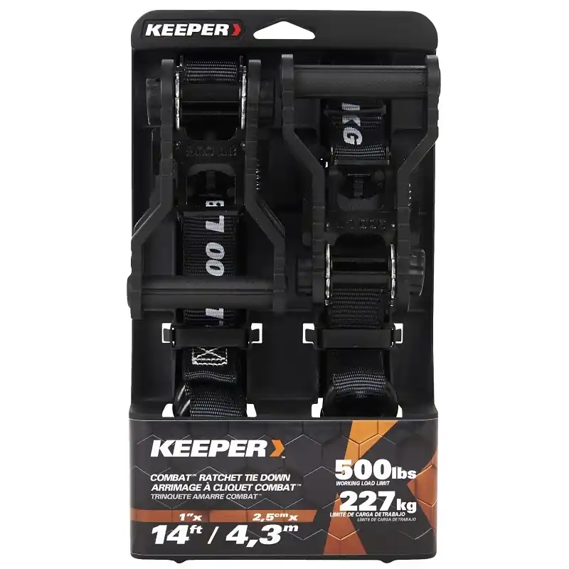 Keeper Extreme Webbing 1 In. W X 14 Ft. L Black Ratchet Tie Down 500 Lb 2 Pk