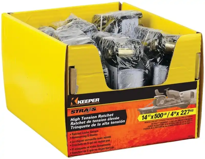 Keeper 1 In. W X 14 Ft. L Gray Tie Down W/Ratchet 500 Lb 1 Pk