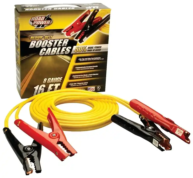Road Power 08466-00-02 16-foot 8 Awg Medium-duty Booster Cables With Clamps