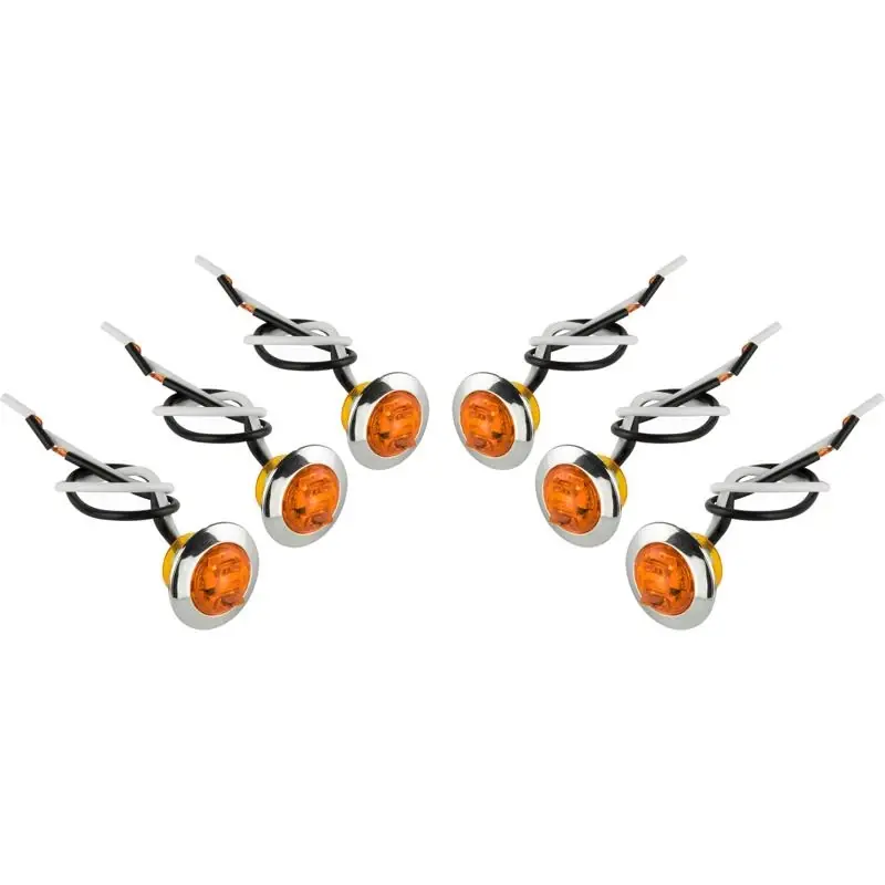 C1534ak6 Amber Round Led Clearance/side Marker Light - 6 Pack