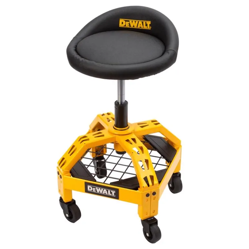 Adjustable Shop Stool On Casters, 360-Degree Swivel