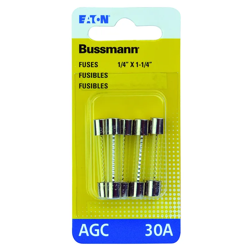 Bussmann 30 Amps AGC Clear Glass Tube Fuse 5 Pk