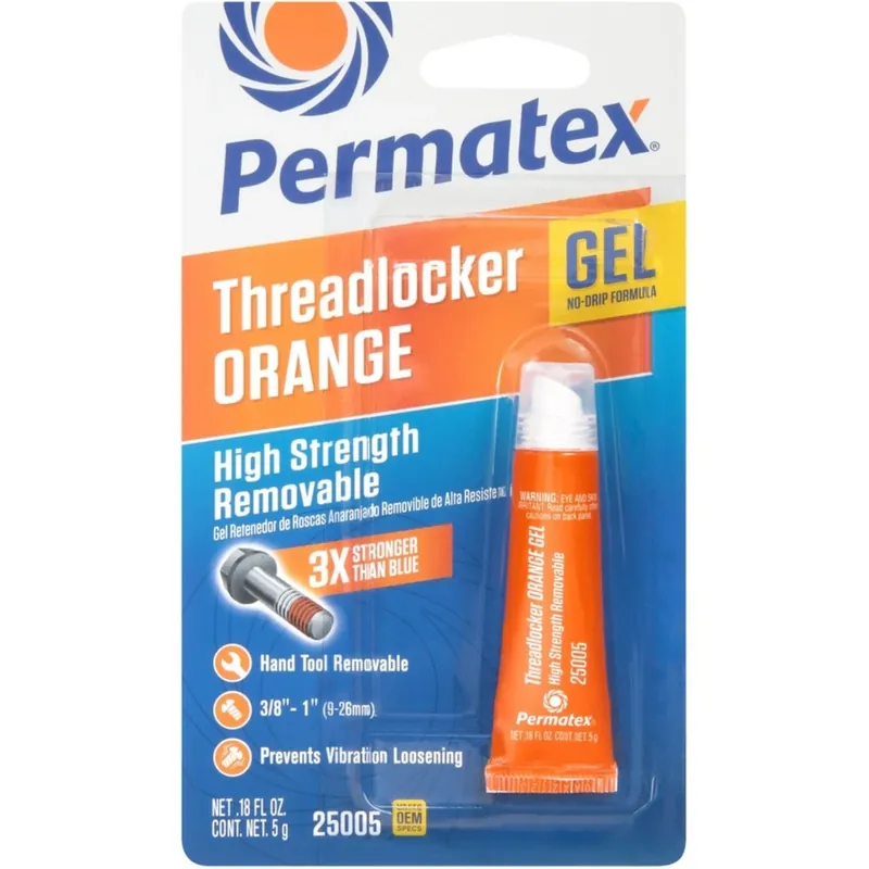 Orange Threadlocker Gel, High Strength Removable, 5g