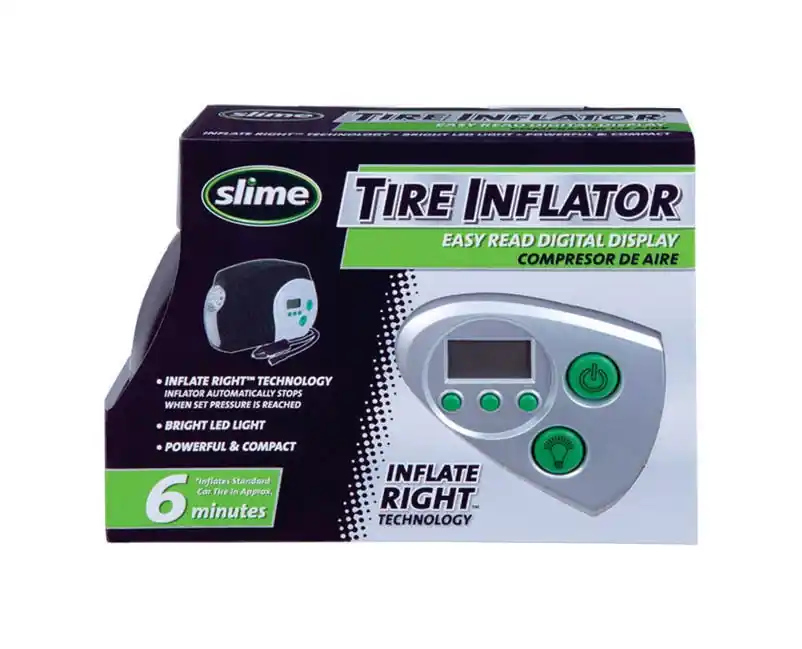 Slime 12V Digital Tire Inflator With Gauge – Portable Silver Air Compressor