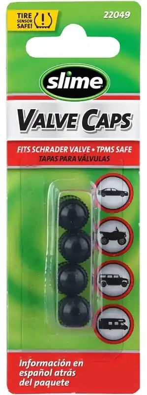 Plastic Tire Valve Caps Black - Model 22049 - Durable Plastic - 4 Pack