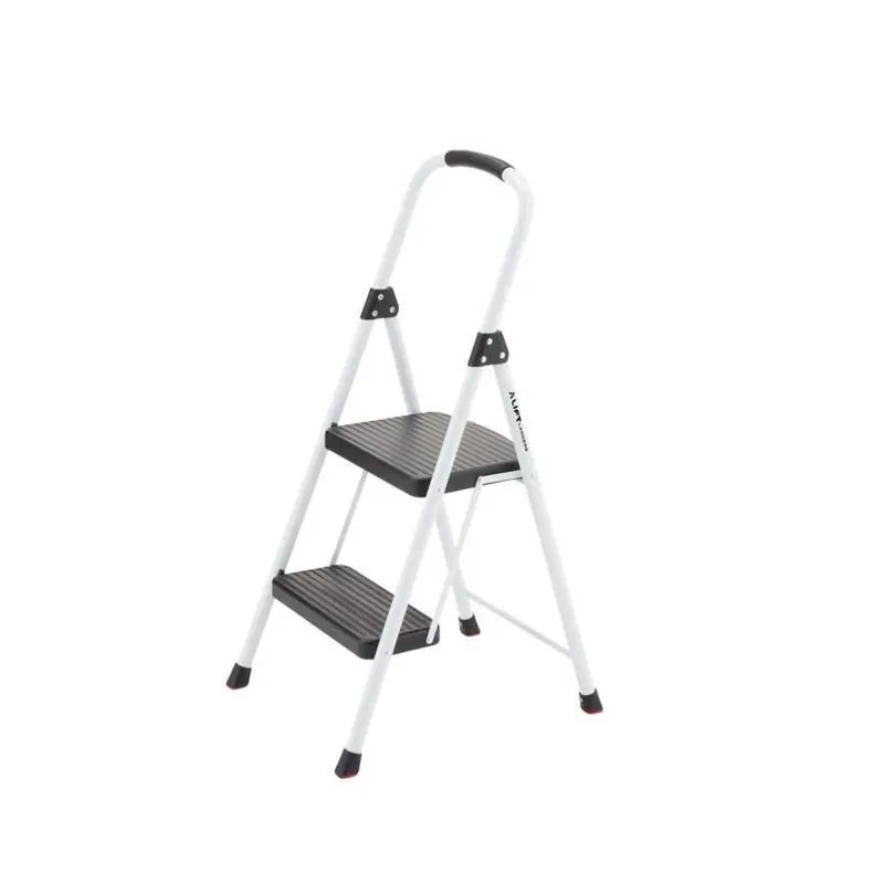 Tricam 2‑Step Steel Folding Ladder – 40‑in Height, 225 lb Capacity, Black/White