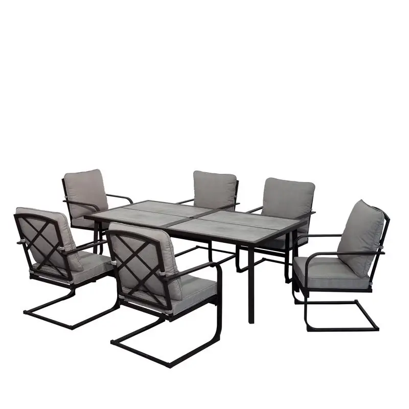 Lakehurst 7 Piece Steel Dining Set With Cushions