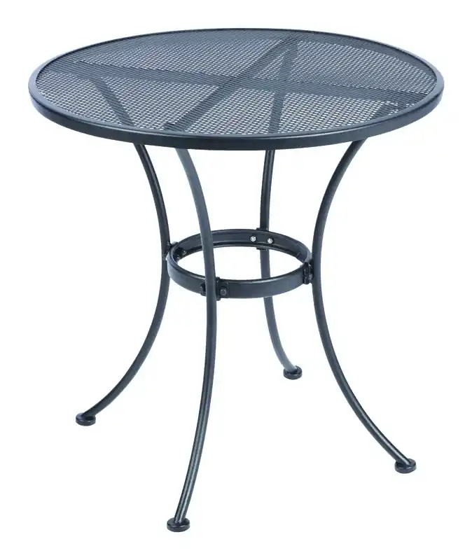 Winston Black Round Steel Bistro Table 28 Inch With Umbrella Hole