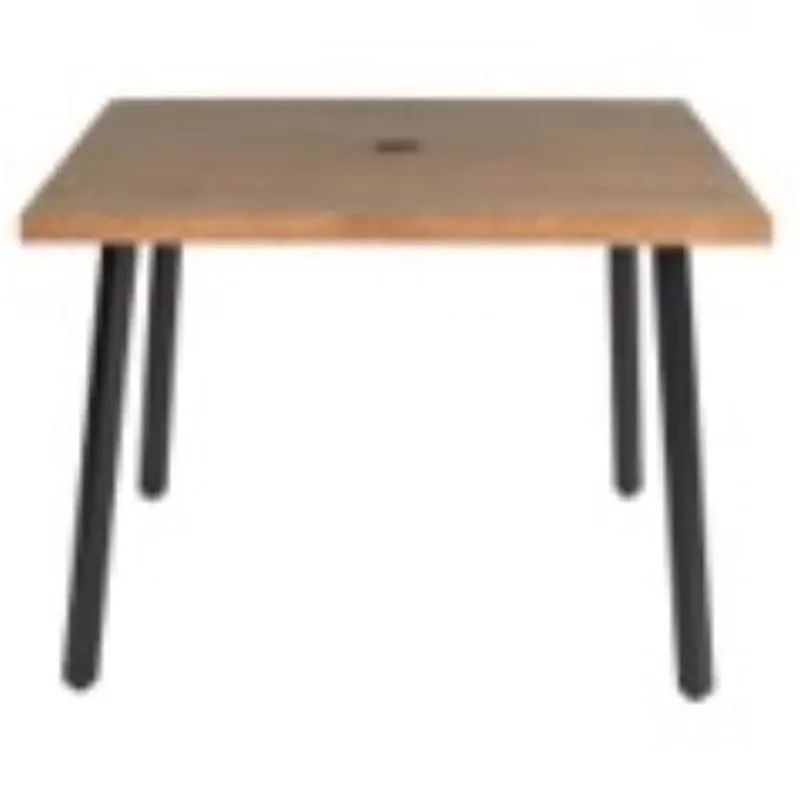Brown Square Metal Dining Table – Weather-Resistant Steel Frame, 40" X 40"