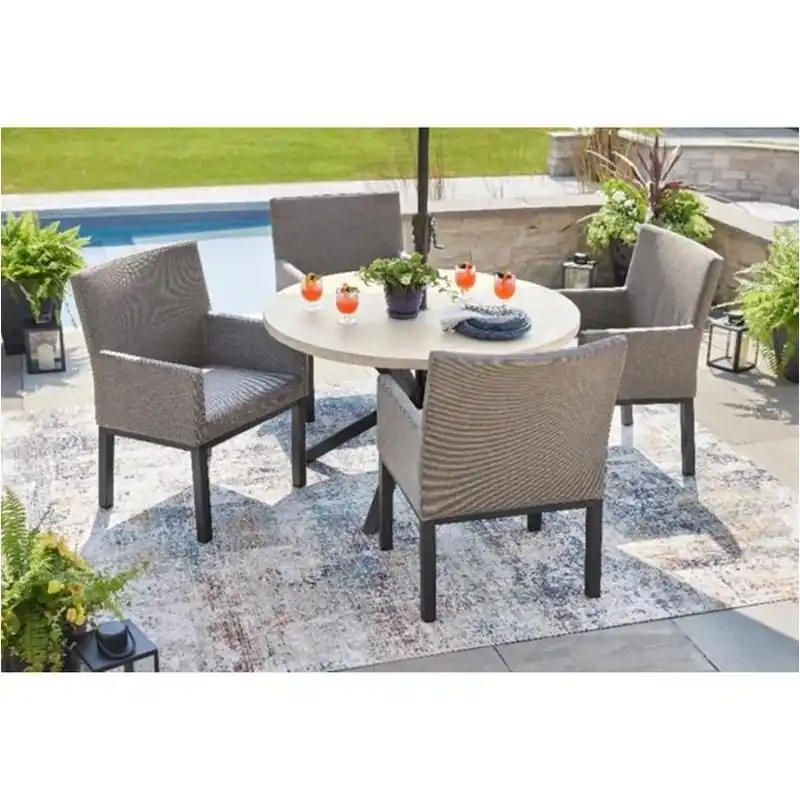Levine 5‑Piece Outdoor Steel Dining Set – Modern Round Table With 4 Chairs