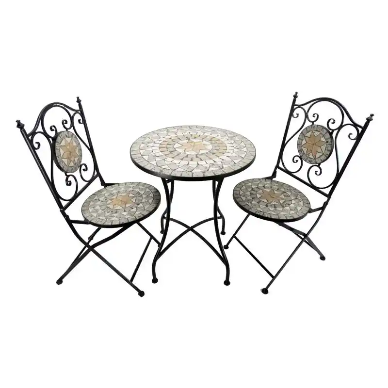 3 Piece Steel Bistro Set - Weather Resistant, Uv Protected, Seating For 2