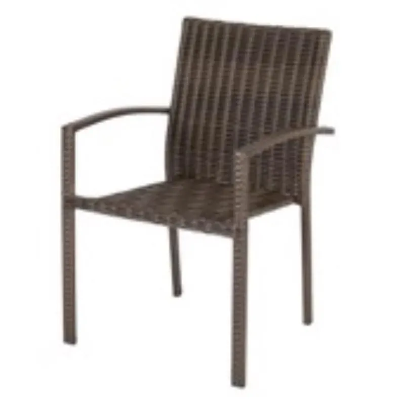 Brown Steel Woven Outdoor Chair – Stackable & UV‑Protected