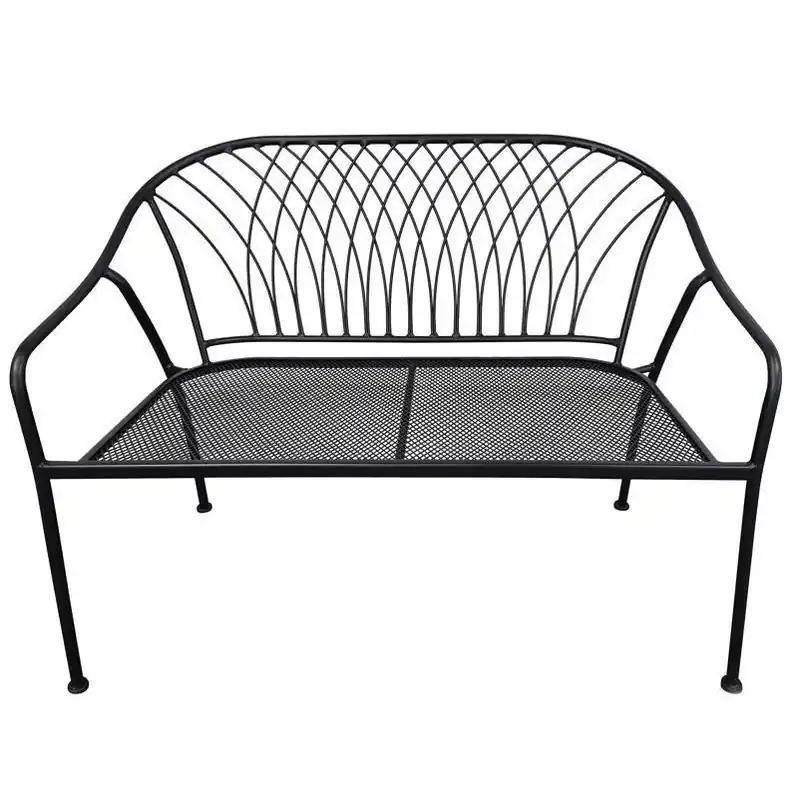 Living Accents Winston Black Steel Stackable Bench – Weather‑Resistant Outdoor Seating For Two