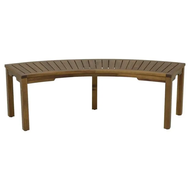 Living Accents Curved Brown Wooden Outdoor Bench – 58‑in Long, Weather‑Resistant Seating For 3