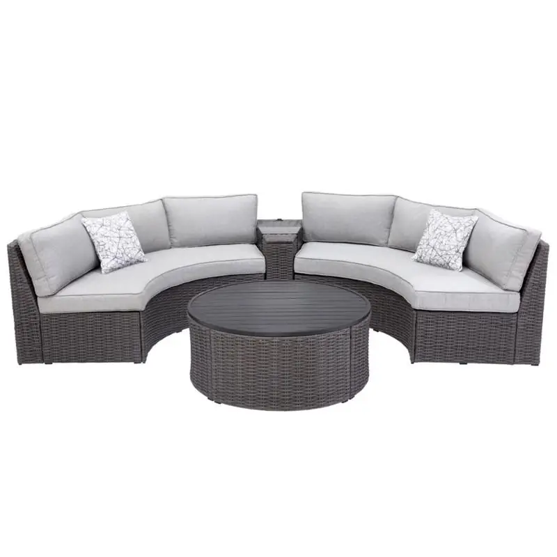 Living Accents 4 Piece Walnut Wicker Frame Loveseat Set With Cushions