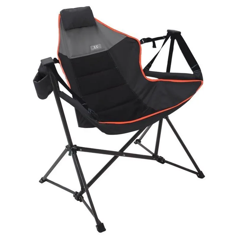 Rio Black Steel Suspension Folding Lounger – 350lb Capacity