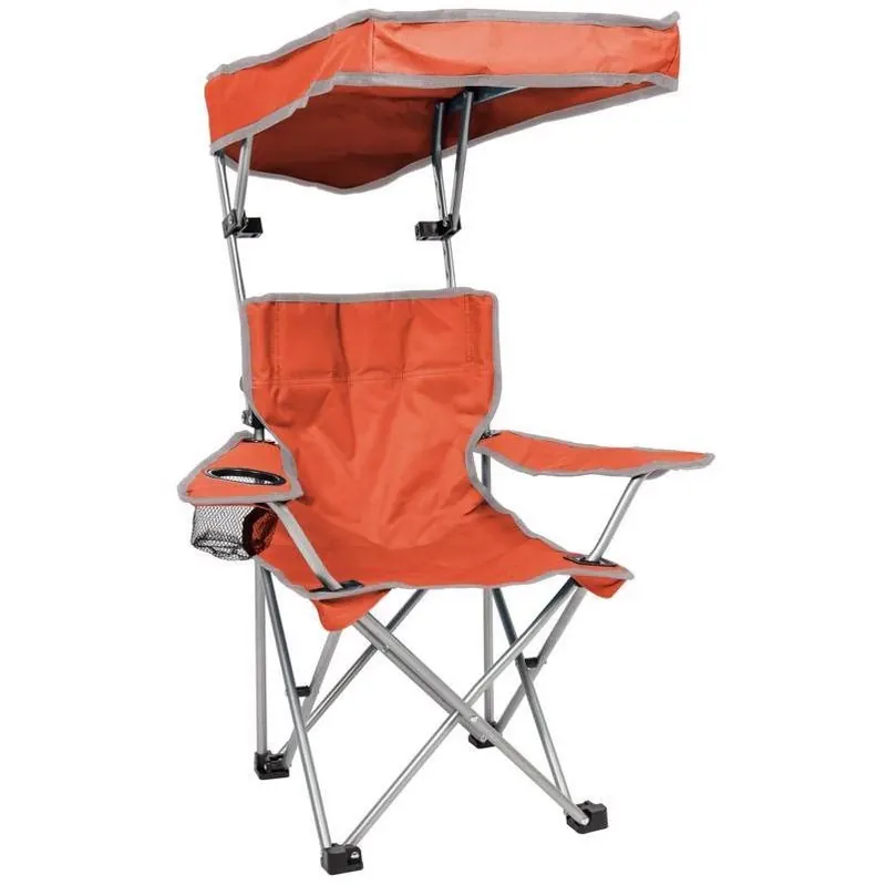 QuikChair Bright Orange Canopy Kids Folding Chair – Portable Seat With Cup Holder & Carry Bag
