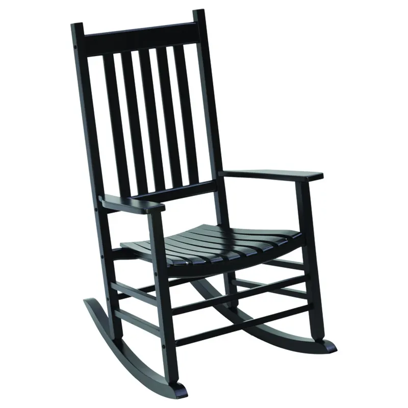 Knollwood Mission Style Porch Rocker Chair, Black Hardwood