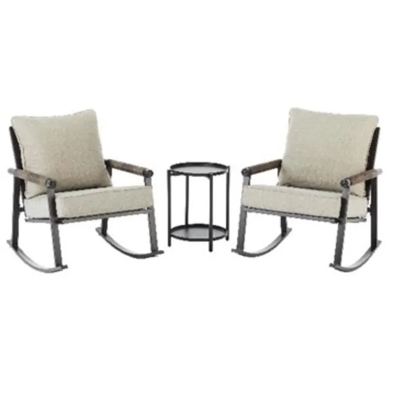 Living Accents Genesis Dark Gray Steel Frame Rocking Chair With End Table – Weather‑Resistant Outdoor Seating