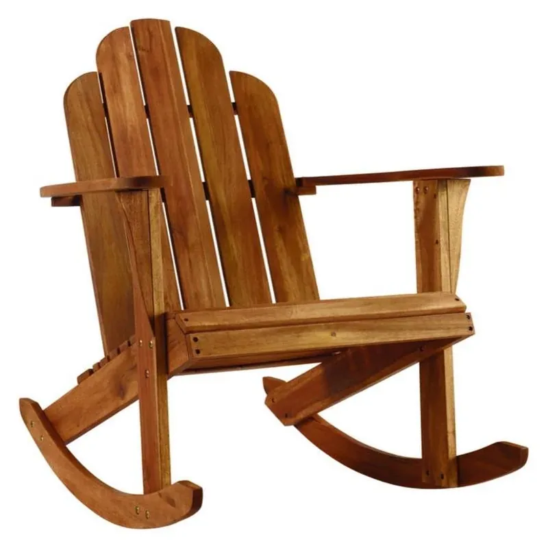 Living Accents Light Brown Adirondack Rocking Chair – Weather‑Resistant Wood Frame
