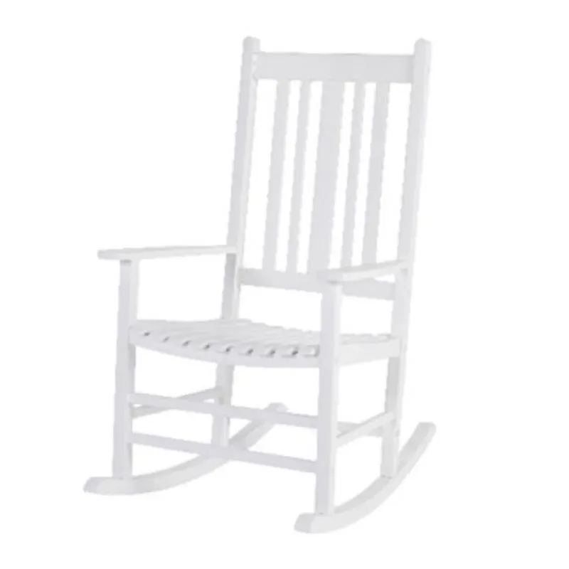 Living Accents White Wood Frame Casual Rocking Chair – Weather‑Resistant Single Seat
