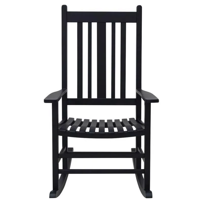 Living Accents Black Wooden Rocking Chair – Weather‑Resistant Casual Seat
