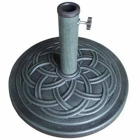18 Inch Round Cast Stone Umbrella Base In Green