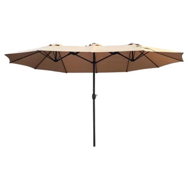 15 Ft. Beige Patio Umbrella With Steel Pole And Polyester Canopy