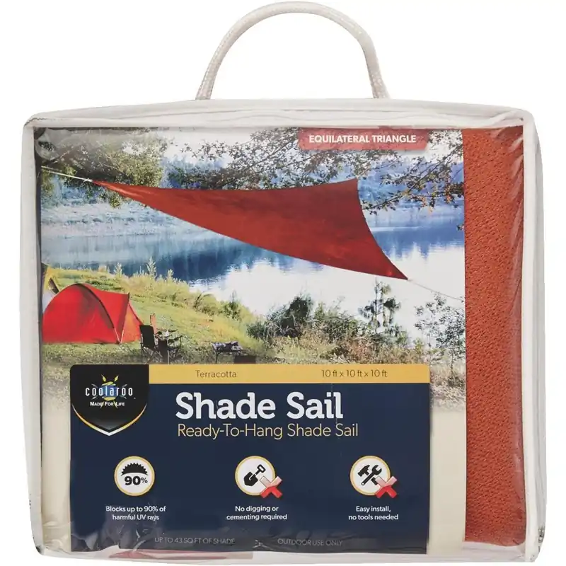 10 Ft. Terracotta High Density Polyethylene Shade Sail Canopy - Triangle Shape