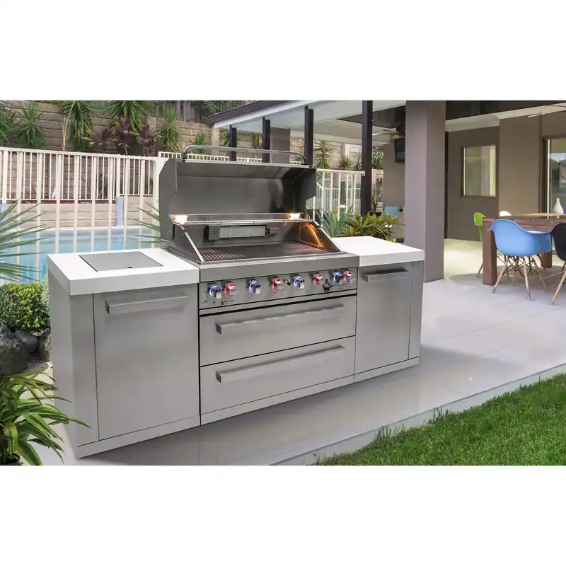 Island 6 Burner Natural Gas/propane Grill With Infrared Burners And Led Lights