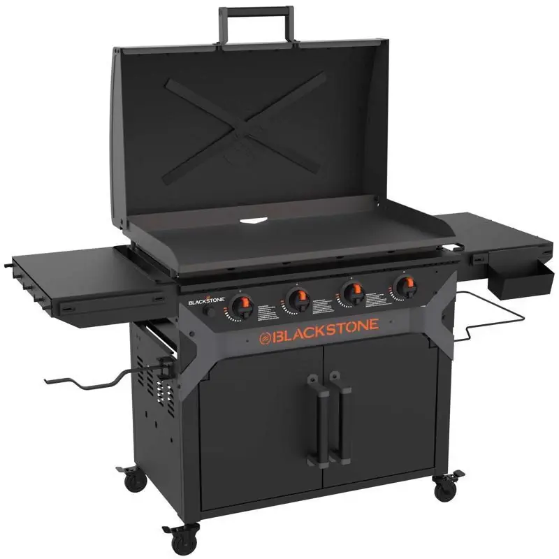 Blackstone Iron Forged 4 Burner Liquid Propane Outdoor Griddle With Hood Black