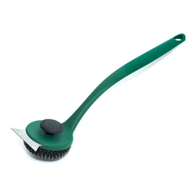 Stainless Steel Mesh Grid Scrubber With Ergonomic Handle And Scraper