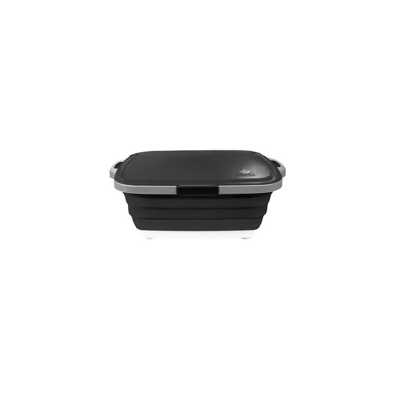 Drip Ez Jr. Black Collapsible Silicone Food Prep Tub With Cutting Board 15.75 X 12.5 X 4.5 Inches