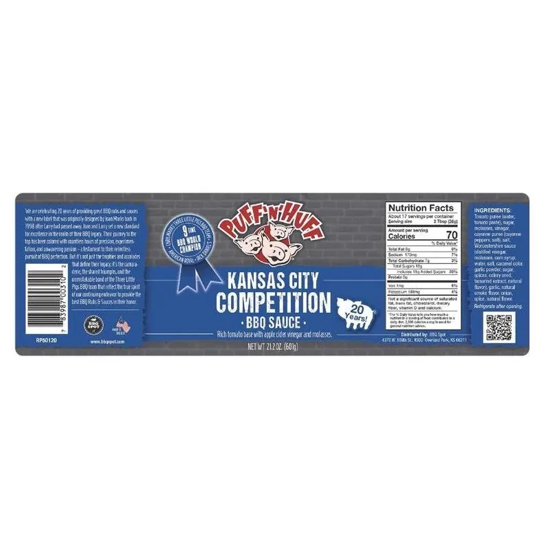 Three Little Pigs Competition‑Grade Puff N Huff BBQ Sauce – 21 oz