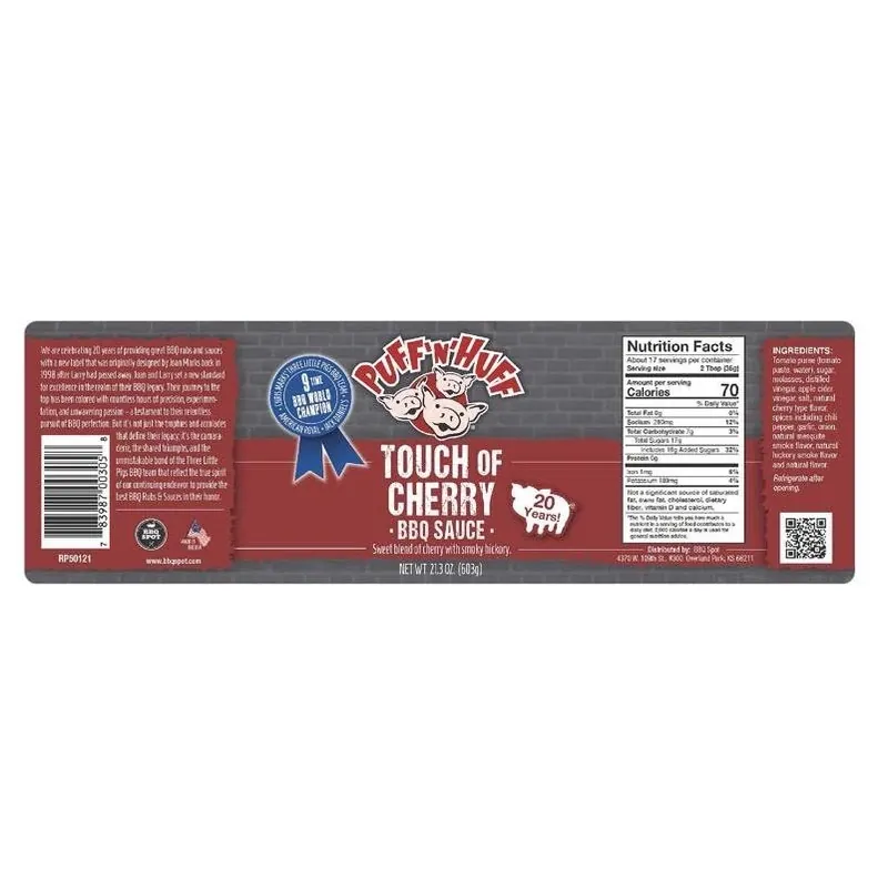 Three Little Pigs Puff N Huff Cherry‑Infused BBQ Sauce – 21.3 oz