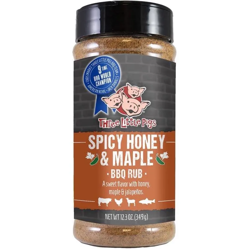 Three Little Pigs Spicy Honey Maple BBQ Rub – 12.3 oz Flavorful Grill Seasoning