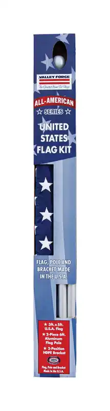 Valley Forge 36‑Inch × 60‑Inch American Flag Kit With Pole & Hardware