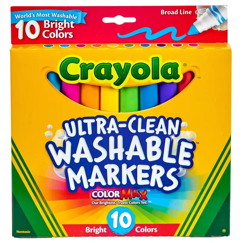 "Crayola Ultra-Clean Wet Erase Markers, Broad Tip, Assorted Inks (58-7855),Size Large"
