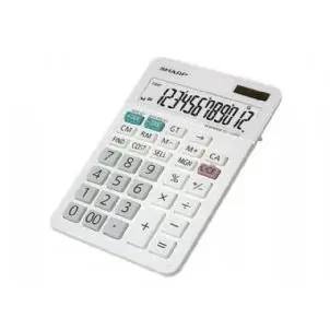 El-334w Large Desktop Calculator, 12-digit Lcd, White