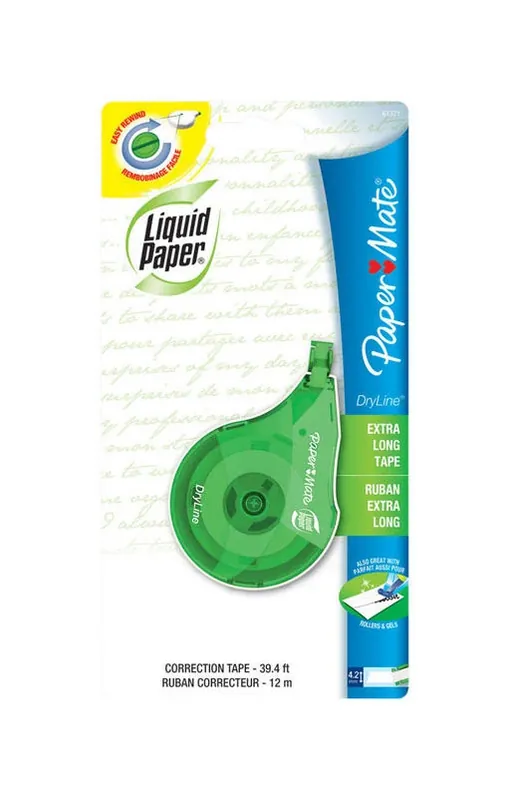 Paper Mate Liquid Paper White Correction Tape – 2‑Pack Dual Roll