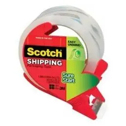 Scotch Sure Start Shipping Tape With Dispenser, 1.88 In X 54.6 Yd, Clear