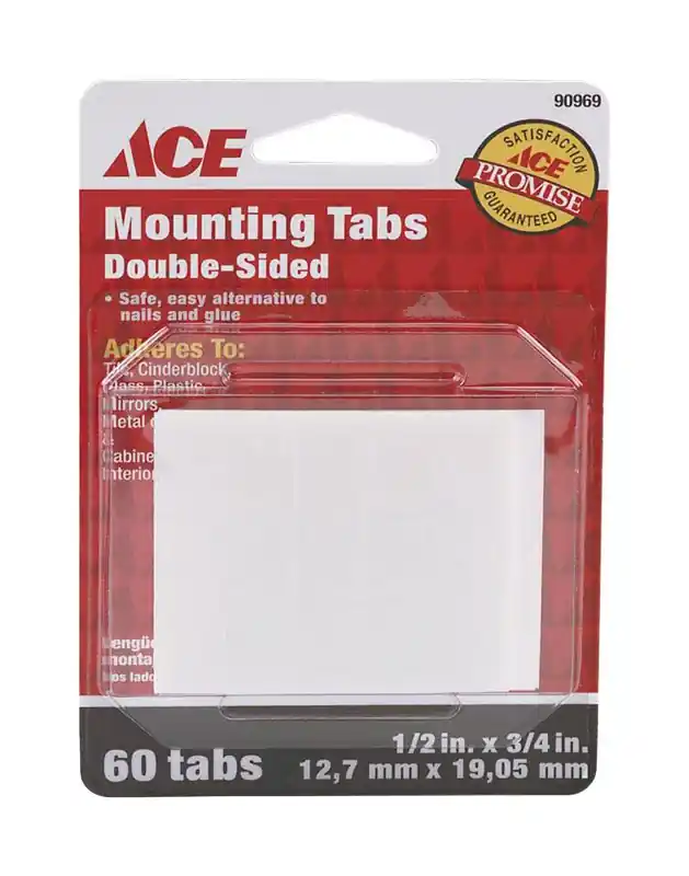 Ace Double Sided Mounting Strips 1/2 In. W X 3/4 In. L White Adhesive Tabs