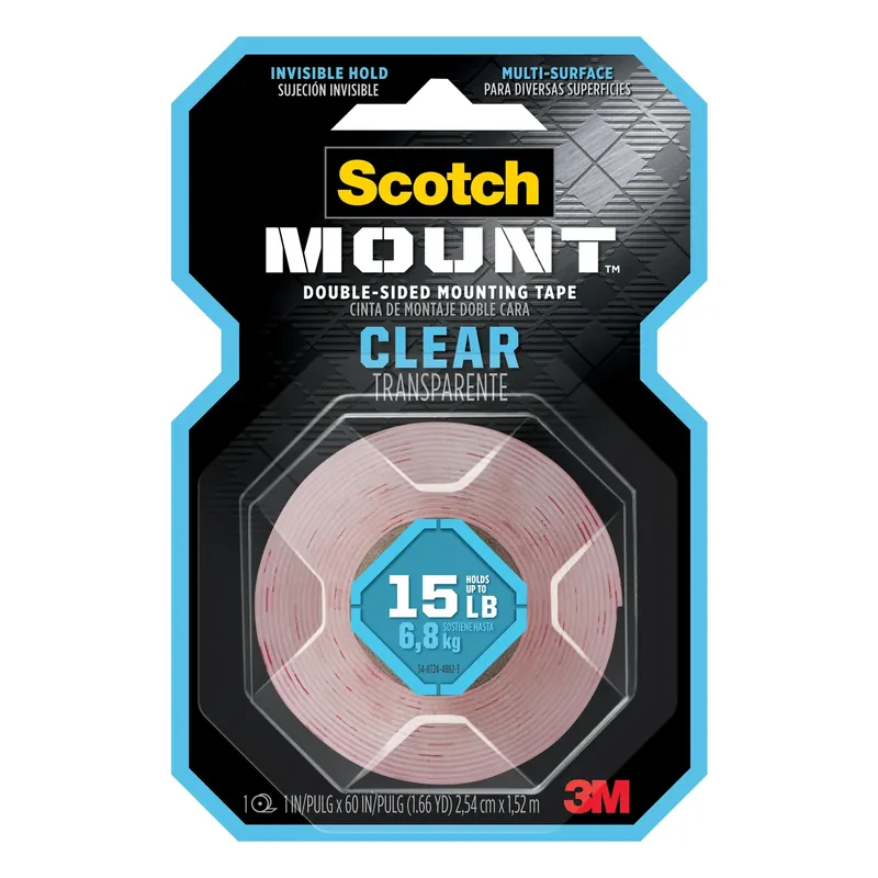 Double-Sided Mounting Tape, Clear, 1 X 60 In.
