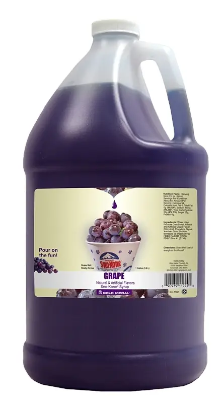 Grape Flavor Sno-kone Syrup, 1 Gallon Jug, Model 1224