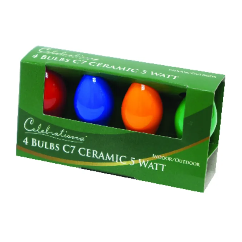 Celebrations Incandescent C7 Multicolored 4 Ct Replacement Christmas Light Bulbs 0.08 Ft.