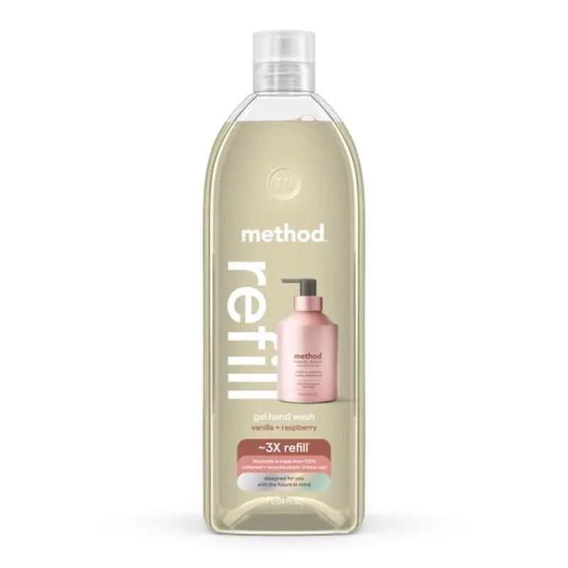 Method Antibacterial Gel Hand Soap – Vanilla Raspberry, 34 oz Refill Bottle
