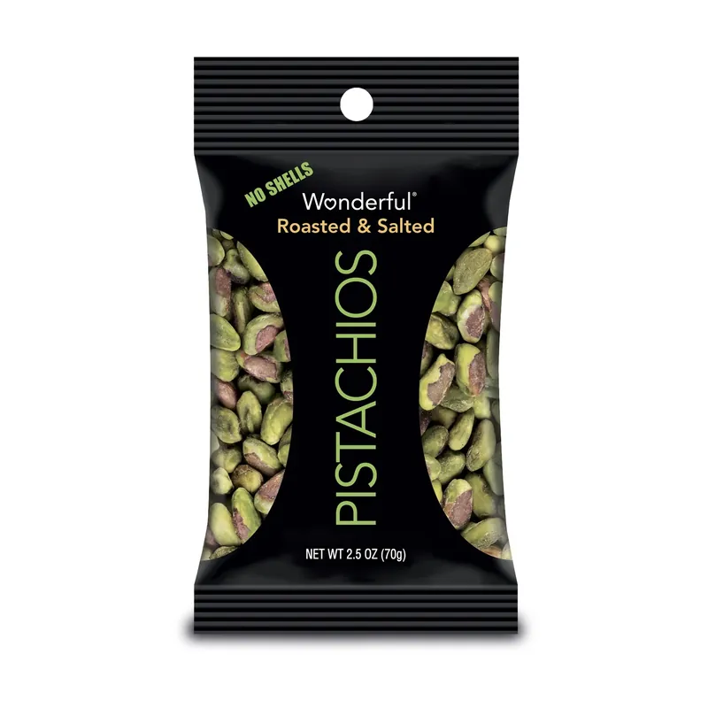 Roasted & Salted No Shells Pistachios, 2.5 Oz